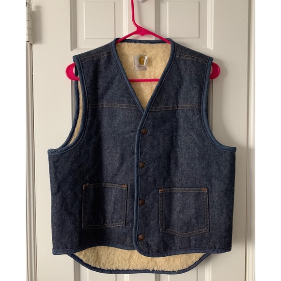 Carhartt Other - Vintage Carhartt Denim Shearling Vest Medium